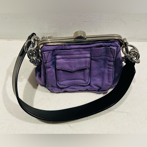 Marques Almeida lilac purple denim and black leather chain bag. - Picture 11 of 16